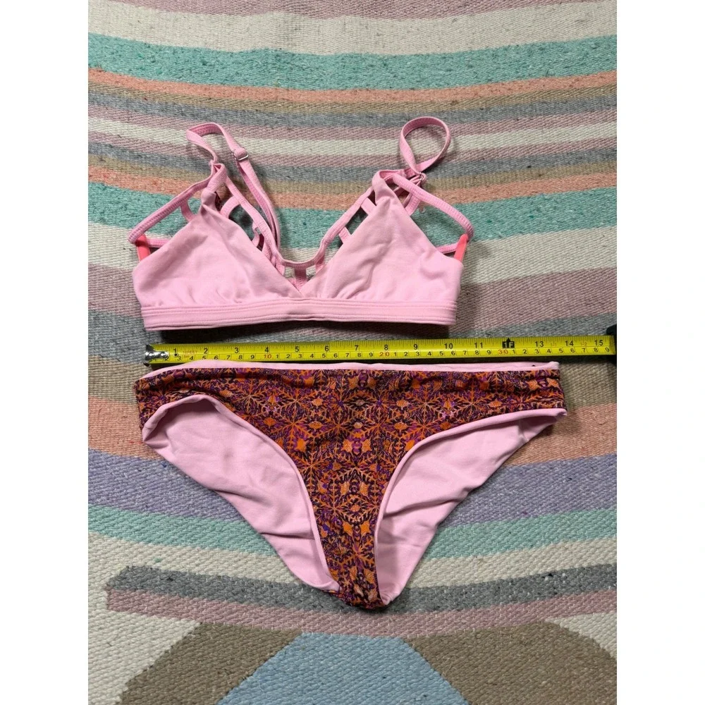 Maaji Women's Blush Sundown Reversible‎ Bikini Set Pink Geometric Print Strappy